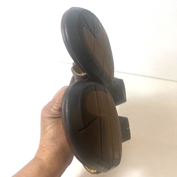 Clarks Unstructured Heel Sandals Women 10M Brown Leather Slip On Sling Back Open - Picture 8 of 12